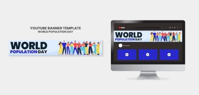 Flat Design World Population Day YouTube Banner – Free Download