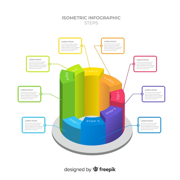 Colorful Isometric Bars Infographics Template – Free to Download