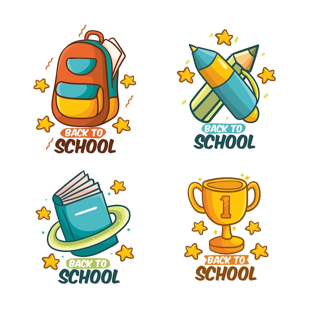 Hand Drawn Back to School Badges – Free Download