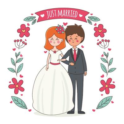 Hand Drawn Wedding Couples – Free Stock Photos for Download