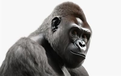 A Gorilla on a White Background – Mountain Gorilla Jungle Animal | Free Download