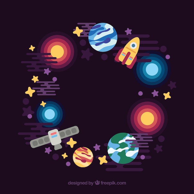 Circle Background Featuring Space Elements – Free Download