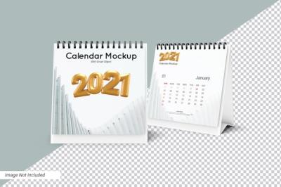 Isolated Square Desk Calendar Mockup – Free Download