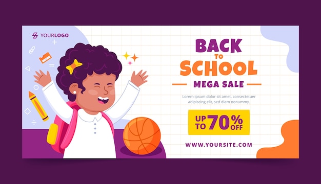 Flat Sale Banner for Back to School Event – Free Download