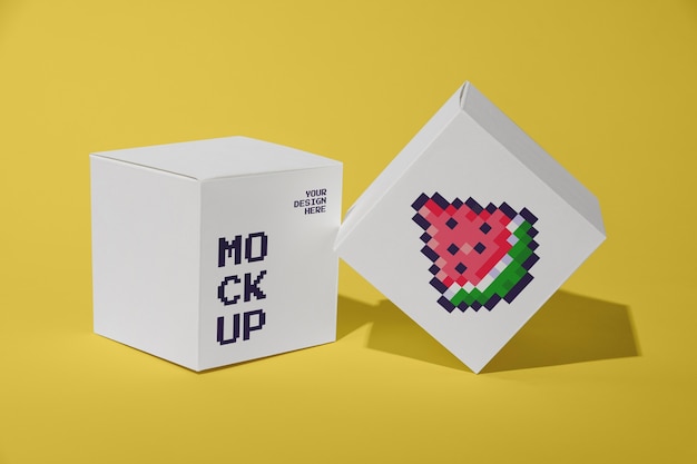 Pixel Art Box Packaging Mock-Up – Free Download