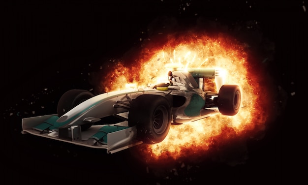 Formula One Car with Fire – Free Stock Photo for Download