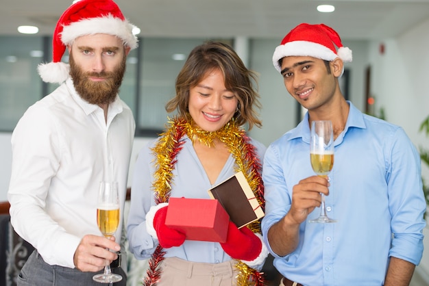 Business Team Celebrating Christmas at the Office – Free Download