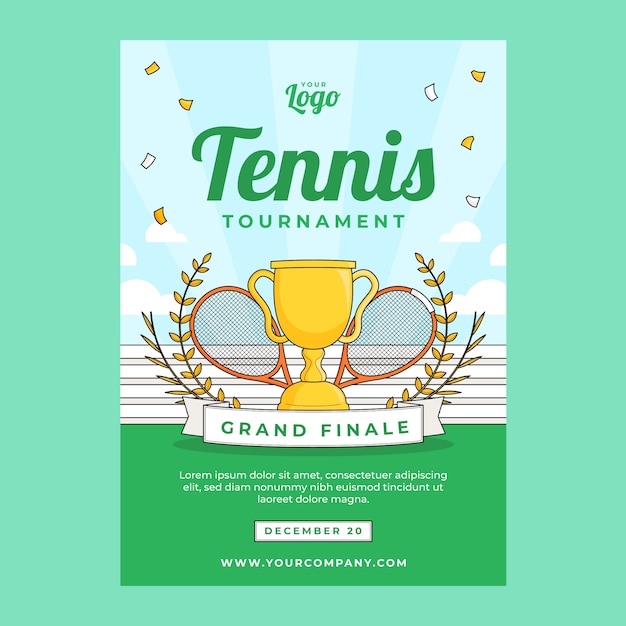 Hand Drawn Tennis Game Poster – Free Download