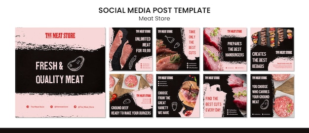 Meat Store Concept Social Media Post Template – Free Download