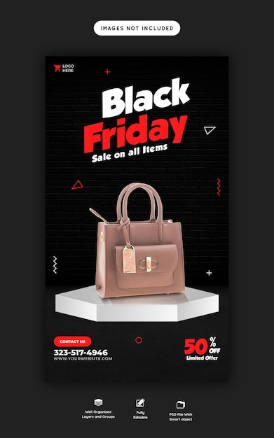 Black Friday Super Sale Instagram and Facebook Story Banner Template – Download Free Stock Photo