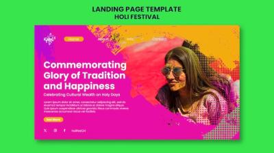 Holi Festival Celebration Landing Page Template – Free Download