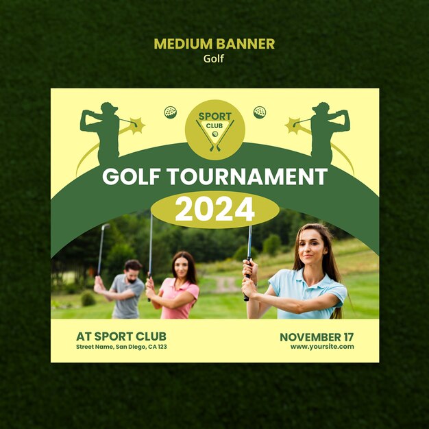 Golf Medium Banner Template Design – Free Download