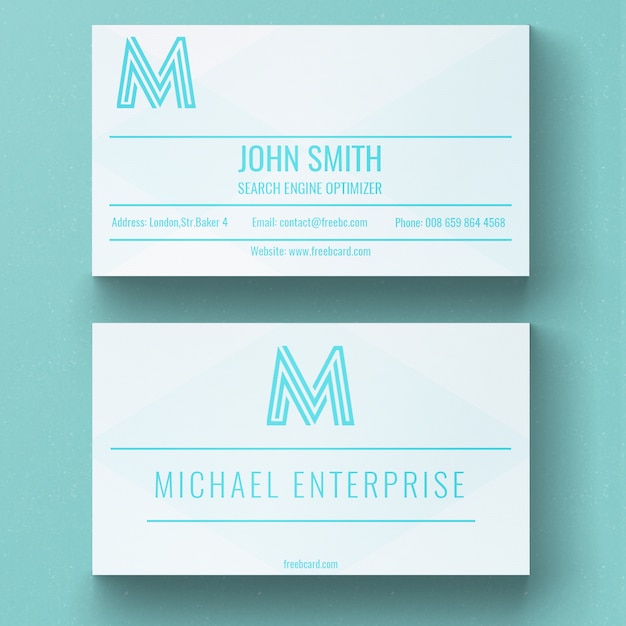 Modern White and Blue Business Card Design – Free Download