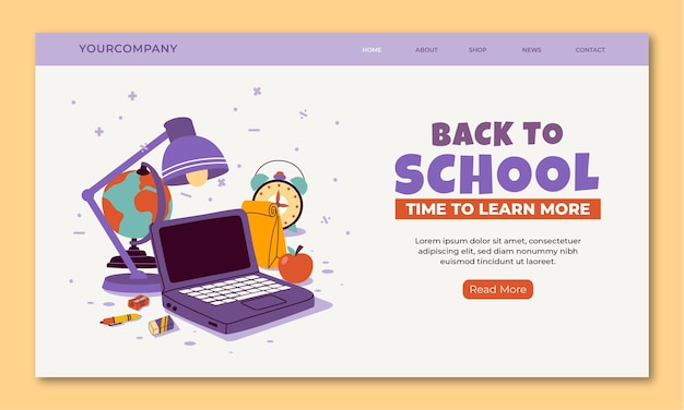 Flat Landing Page Template for Back to School Season – Free Download