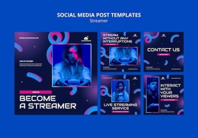 Gradient Streamer Instagram Posts Template – Free Download