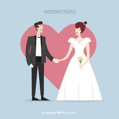 Wedding Couple with Heart Background – Free Download