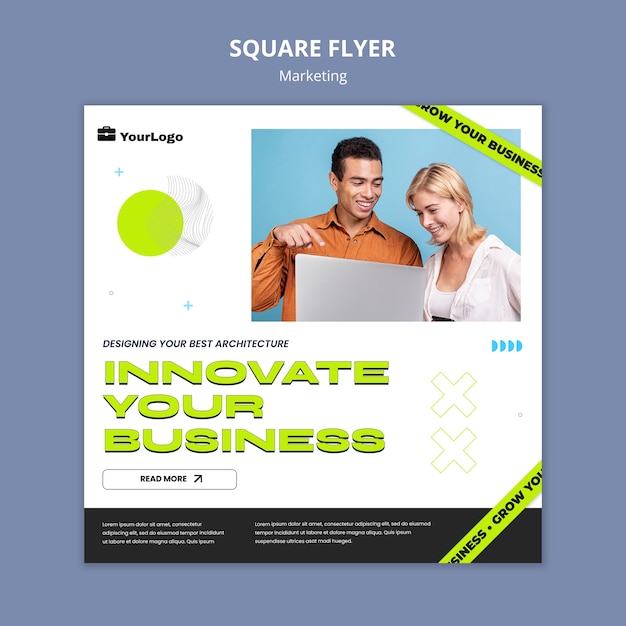 Flat Design Marketing Strategy Square Flyer – Free Download