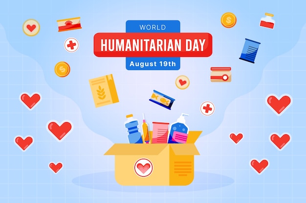 Flat Background Design for World Humanitarian Day – Free Download