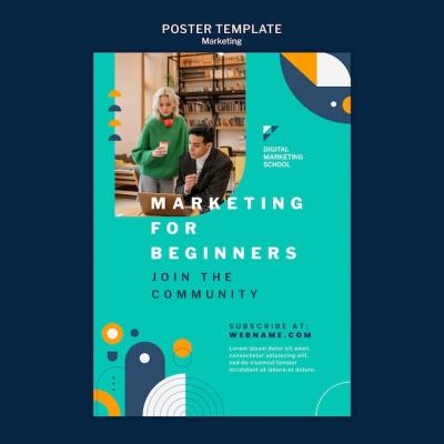 Flat Design Marketing Poster or Flyer Template – Free Download