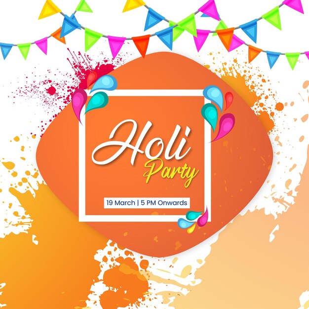 Happy Holi Greetings Social Media Background for Indian Hinduism Festival – Free Download