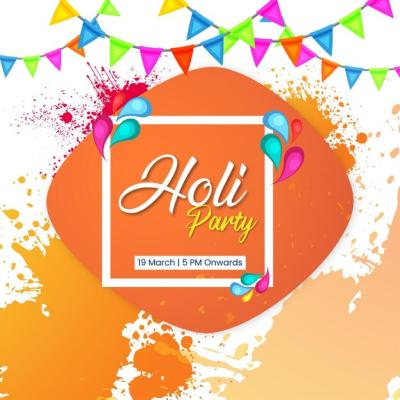 Happy Holi Greetings Social Media Background for Indian Hinduism Festival – Free Download