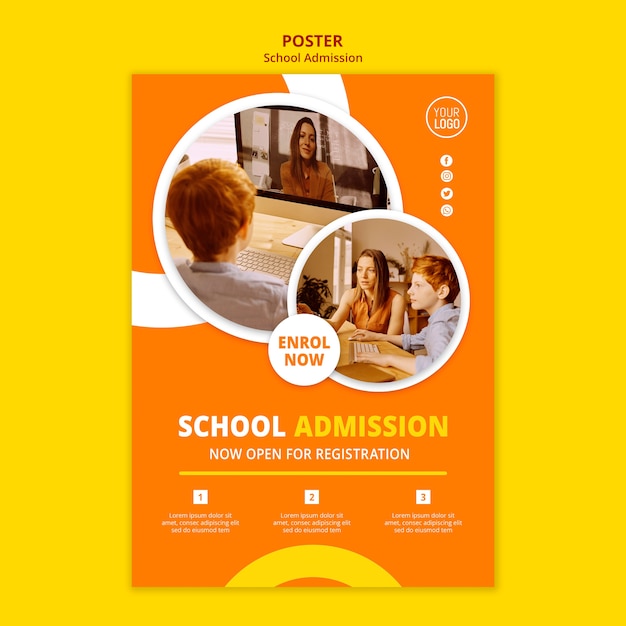 School Admission Concept Poster Template – Free Download