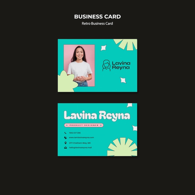 Flat Design Retro Business Card – Free Download