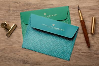 Paper Envelope Mock-Up with Fountain Pen – Free Download