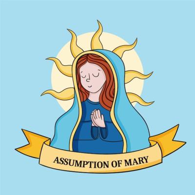 Hand Drawn Assumption of Mary Illustration – Free Download