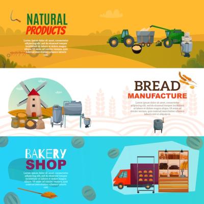 Bread Manufacture Horizontal Banners – Free Download