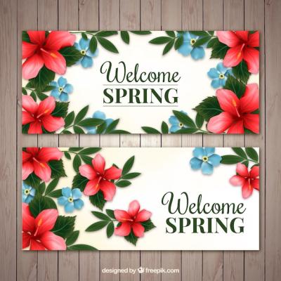 Beautiful Spring Banners with Flowers – Free Download