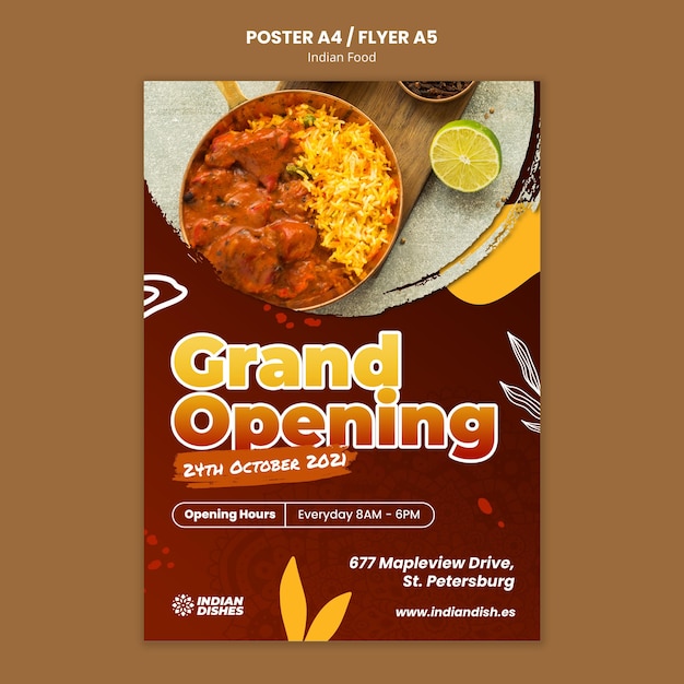 Indian Food Restaurant Poster Template – Free Download