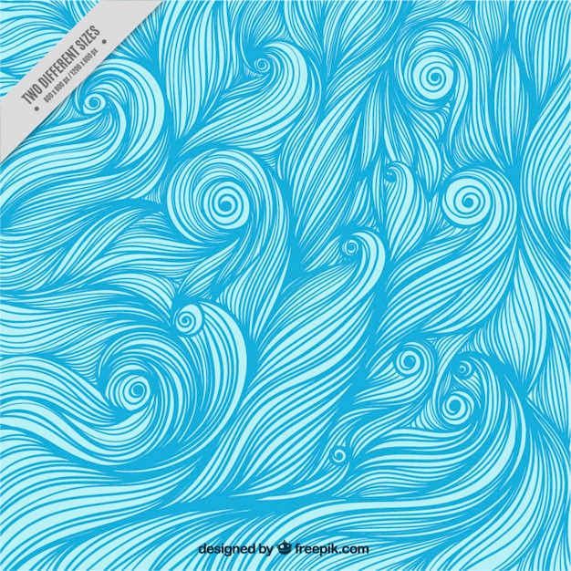 Hand-Drawn Blue Waves Background – Free Download