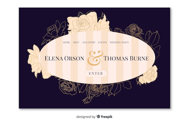 Elegant Hand Drawn Wedding Landing Page Template – Free Download