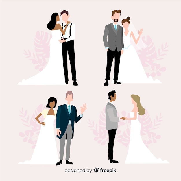 Hand Drawn Wedding Couple Collection – Free Download