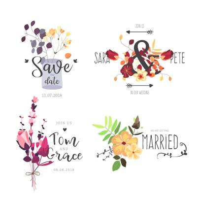 Floral Wedding Labels – Free Download for Stunning Vector Templates