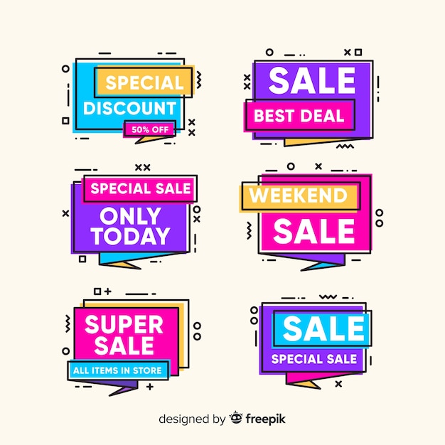 Memphis Sale Banner Pack – Colorful Vector Templates for Free Download