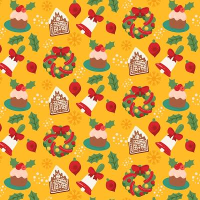 Hand Drawn Flat Christmas Pattern Design – Free Download