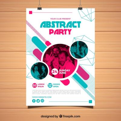 Geometric Shapes Abstract Party Poster Template – Free Download