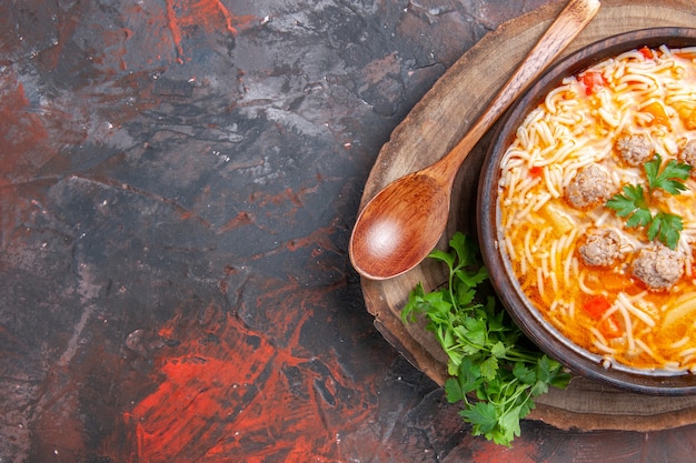 Delicious Noodle Soup with Chicken on a Wooden Cutting Board – Free Stock Photo, Download for Free