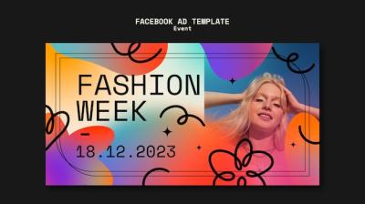 Gradient Fashion Week Facebook Template for Free Download