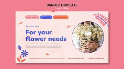 Minimalist Flower Shop Template in Flat Design – Free Download