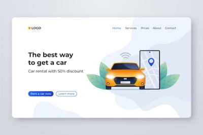 Gradient Car Rental Landing Page Vector Template – Free Download