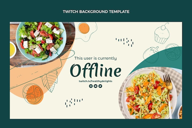 Hand Drawn Food Twitch Background – Free Download