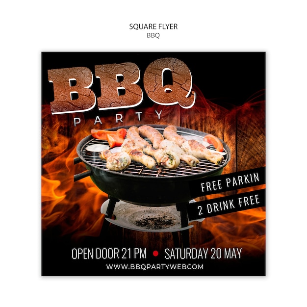 Barbecue Square Flyer Template for Your Event – Free Download