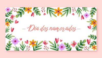 Beautiful Watercolor Dia dos Namorados Banner for Creative Projects – Free to Download