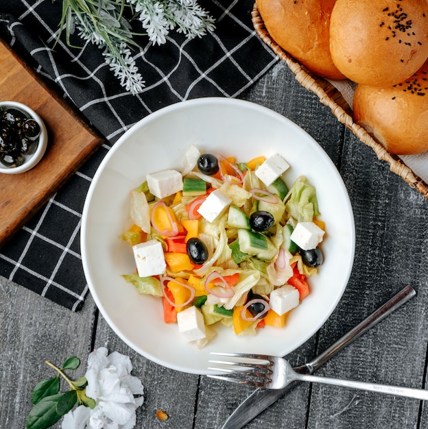 Greek Salad on the Table – Free to Download Stock Photo