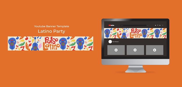 Latino Party YouTube Banner Template – Free Download