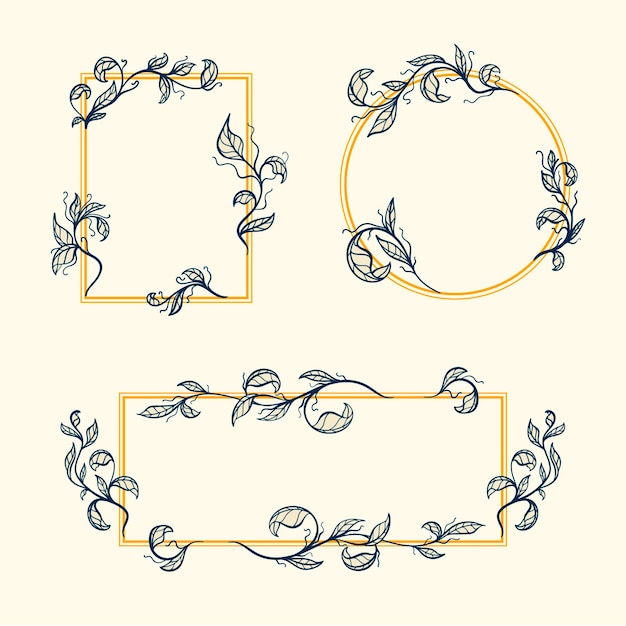 Hand Drawn Floral Frame Collection – Free Download