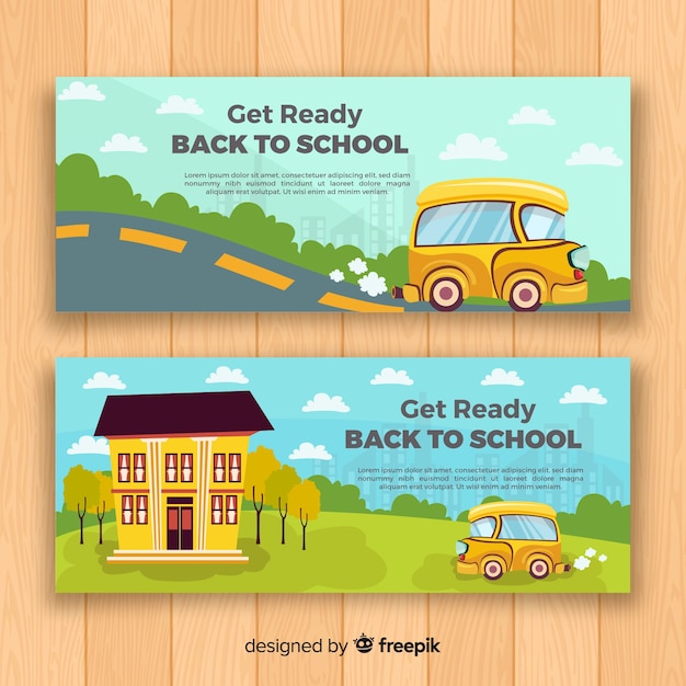 Hand Drawn Back to School Banners – Free Download